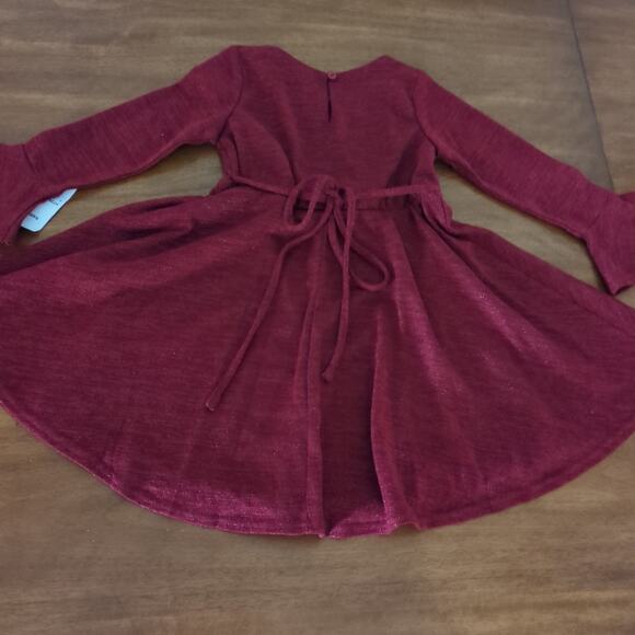 Rare Editions Toddler Girls Bell Sleeve Knit Dress burgundy red color size 5 NWT - Picture 7 of 9